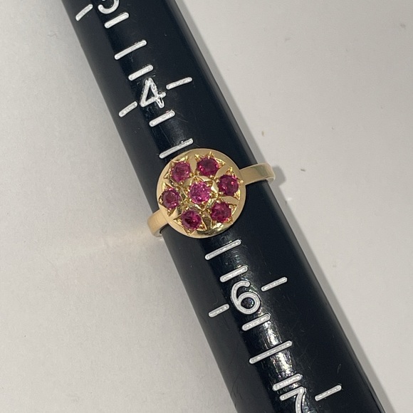 Solid 14K Yellow Gold Natural Red Ruby Gemstones Rubies Ring Vintage Custom - Picture 12 of 17